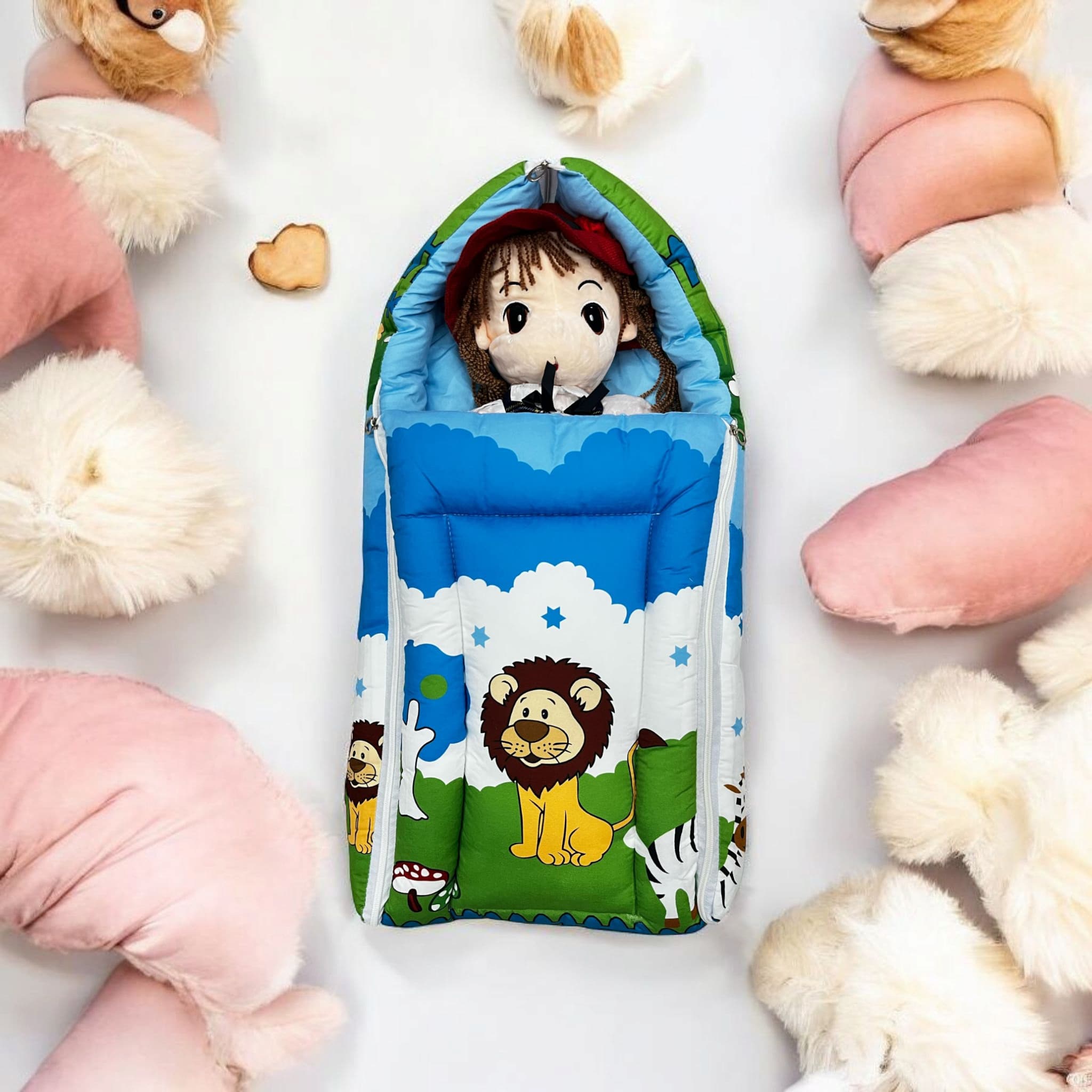 Newborn Baby Sleeping Bag with Cute Printed Designs – Hooded & Zippered